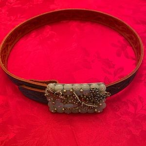 Tess Chicas buckle Krazy Cow green leather belt 36